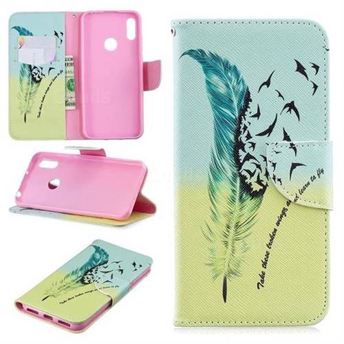 Feather Bird Leather Wallet Case for Huawei Y6 (2019)