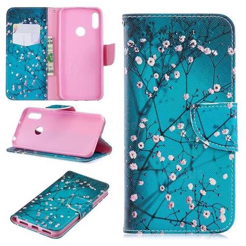 Blue Plum Leather Wallet Case for Huawei Y6 (2019)