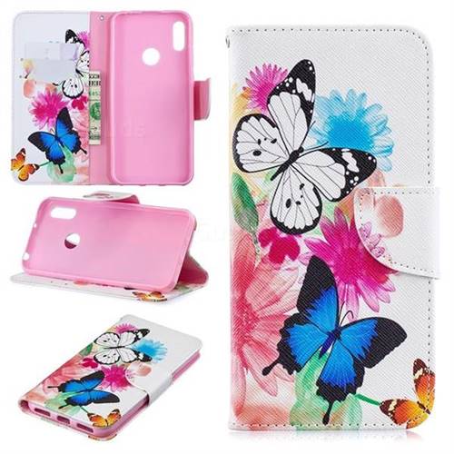 Vivid Flying Butterflies Leather Wallet Case for Huawei Y6 (2019)