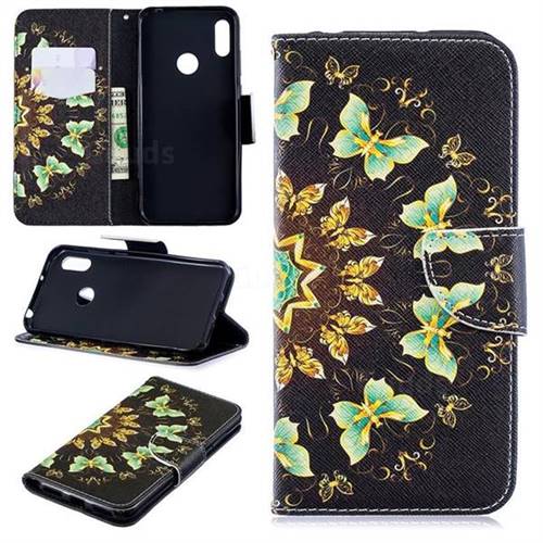 Circle Butterflies Leather Wallet Case for Huawei Y6 (2019)