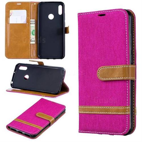 Jeans Cowboy Denim Leather Wallet Case for Huawei Y6 (2019) - Rose