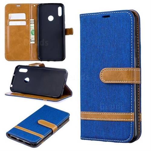 Jeans Cowboy Denim Leather Wallet Case for Huawei Y6 (2019) - Sapphire