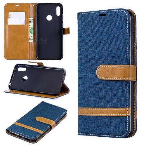 Jeans Cowboy Denim Leather Wallet Case for Huawei Y6 (2019) - Dark Blue