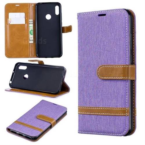 Jeans Cowboy Denim Leather Wallet Case for Huawei Y6 (2019) - Purple