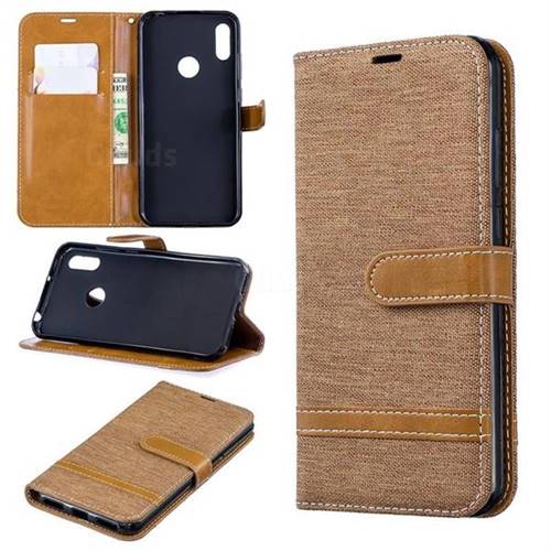 Jeans Cowboy Denim Leather Wallet Case for Huawei Y6 (2019) - Brown