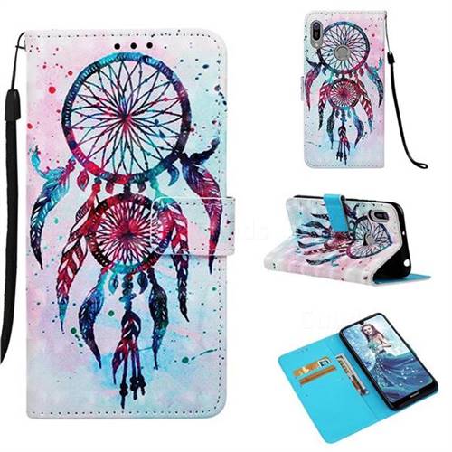 ColorDrops Wind Chimes 3D Painted Leather Wallet Case for Huawei Y6 (2019)