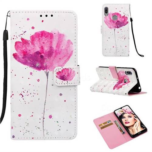 Watercolor 3D Painted Leather Wallet Case for Huawei Y6 (2019)