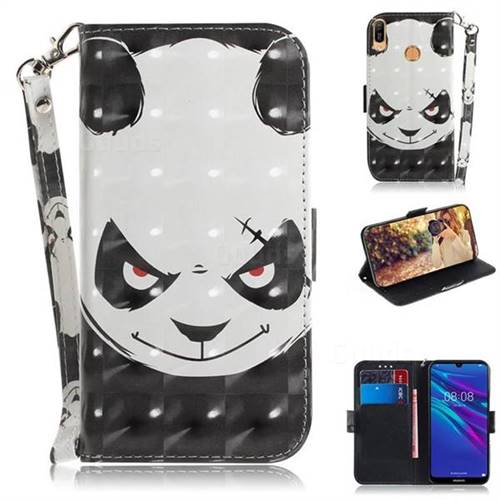 Angry Bear 3D Painted Leather Wallet Phone Case for Huawei Y6 (2019)
