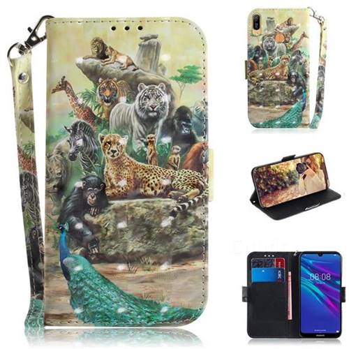 Beast Zoo 3D Painted Leather Wallet Phone Case for Huawei Y6 (2019)