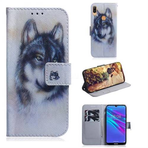 Snow Wolf PU Leather Wallet Case for Huawei Y6 (2019)