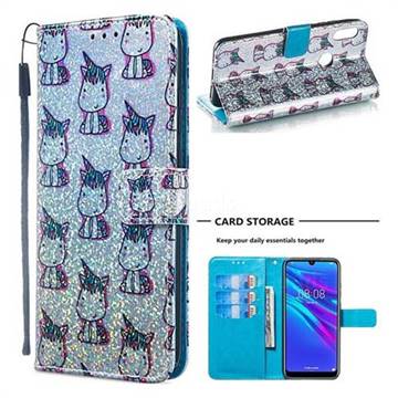 Little Unicorn Sequins Painted Leather Wallet Case for Huawei Y6 (2019)