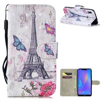 Paris Tower 3D Painted Leather Wallet Phone Case for Huawei Y6 (2019)