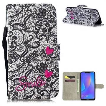 Lace Flower 3D Painted Leather Wallet Phone Case for Huawei Y6 (2019)