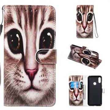 Coffe Cat Smooth Leather Phone Wallet Case for Huawei Y6 (2019)