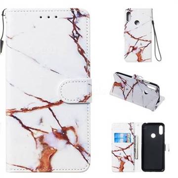 Platinum Marble Smooth Leather Phone Wallet Case for Huawei Y6 (2019)