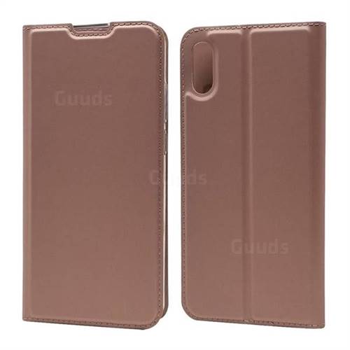 Ultra Slim Card Magnetic Automatic Suction Leather Wallet Case for Huawei Y6 (2019) - Rose Gold