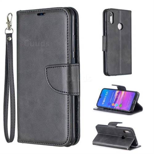 Classic Sheepskin PU Leather Phone Wallet Case for Huawei Y6 (2019) - Black