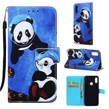 Undersea Panda Matte Leather Wallet Phone Case for Huawei Y6 (2019)