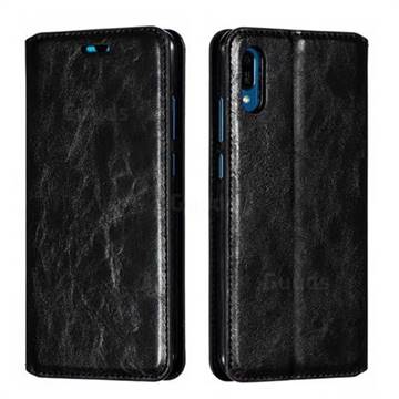 Retro Slim Magnetic Crazy Horse PU Leather Wallet Case for Huawei Y6 (2019) - Black