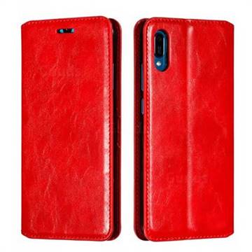 Retro Slim Magnetic Crazy Horse PU Leather Wallet Case for Huawei Y6 (2019) - Red