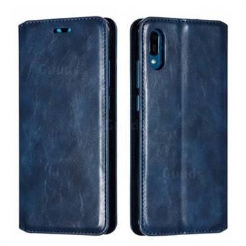 Retro Slim Magnetic Crazy Horse PU Leather Wallet Case for Huawei Y6 (2019) - Blue