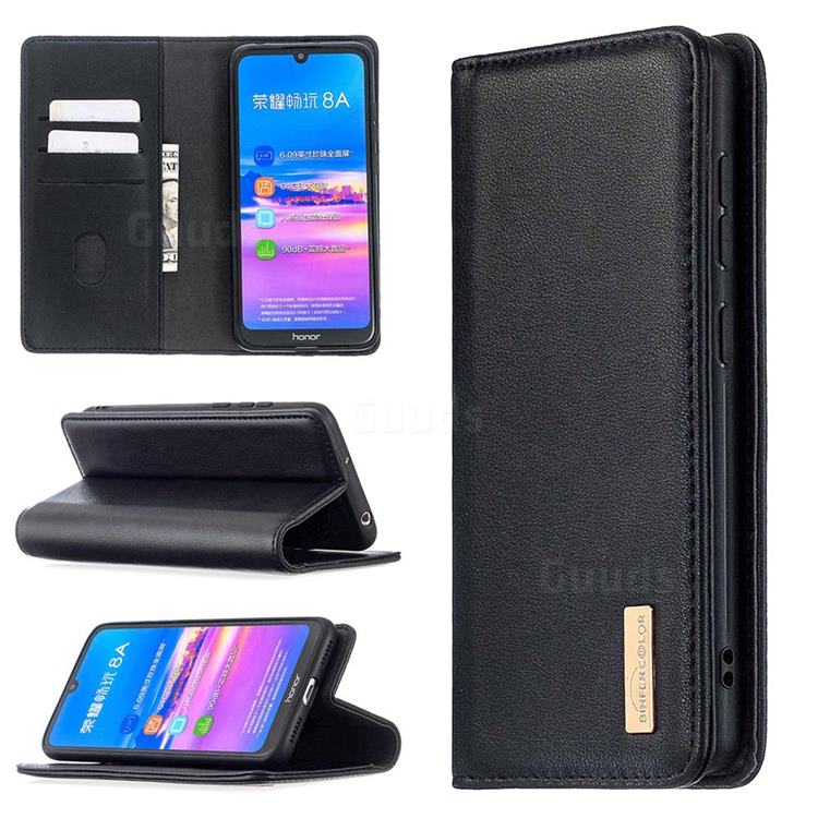 Binfen Color BF06 Luxury Classic Genuine Leather Detachable Magnet Holster Cover for Huawei Y6 (2019) - Black