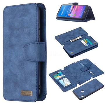 Binfen Color BF07 Frosted Zipper Bag Multifunction Leather Phone Wallet for Huawei Y6 (2019) - Blue