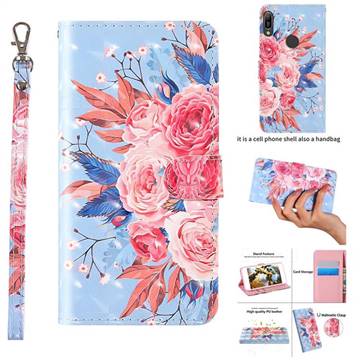 Rose Flower 3D Painted Leather Wallet Case for Huawei Y6 (2019)