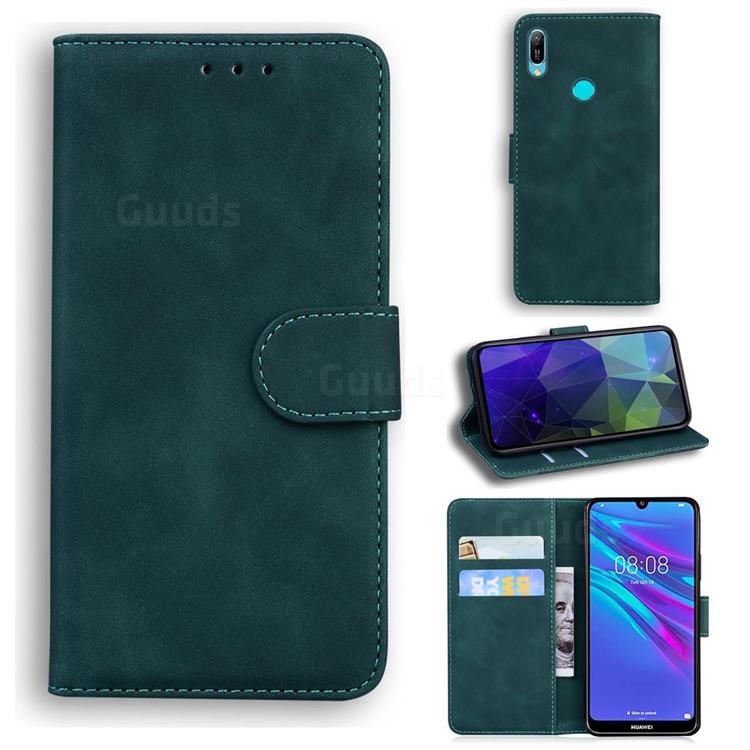 Retro Classic Skin Feel Leather Wallet Phone Case for Huawei Y6 (2019) - Green