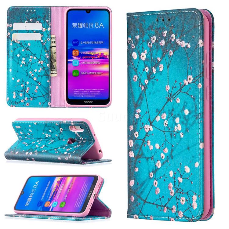 Plum Blossom Slim Magnetic Attraction Wallet Flip Cover for Huawei Y6 (2019)