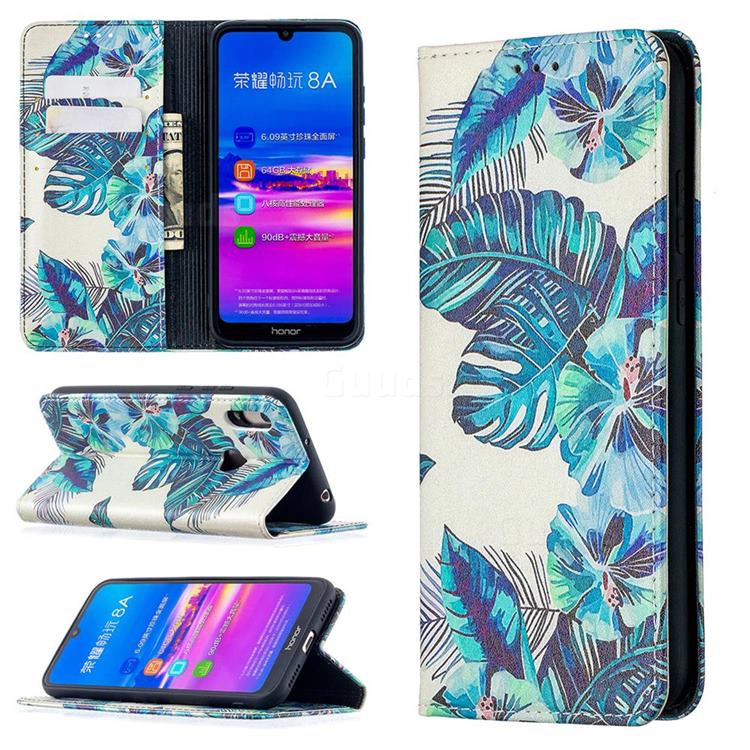 Blue Leaf Slim Magnetic Attraction Wallet Flip Cover for Huawei Y6 (2019)