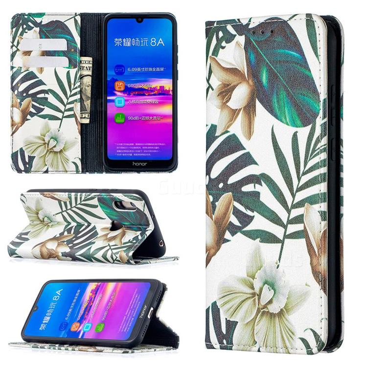 Flower Leaf Slim Magnetic Attraction Wallet Flip Cover for Huawei Y6 (2019)