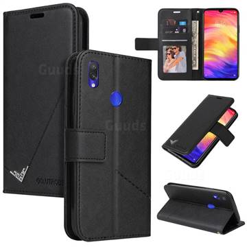 GQ.UTROBE Right Angle Silver Pendant Leather Wallet Phone Case for Huawei Y6 (2019) - Black
