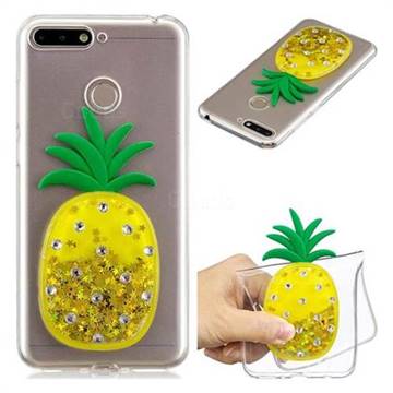 Gold Pineapple Liquid Quicksand Soft 3D Cartoon Case for Huawei Y6 (2018)