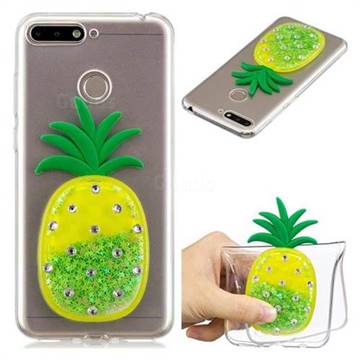Green Pineapple Liquid Quicksand Soft 3D Cartoon Case for Huawei Y6 (2018)