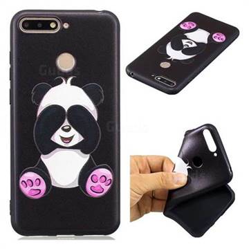 Lovely Panda 3D Embossed Relief Black Soft Back Cover for Huawei Y6 (2018)