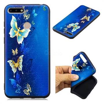 Golden Butterflies 3D Embossed Relief Black Soft Back Cover for Huawei Y6 (2018)