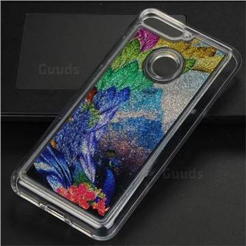 Phoenix Glassy Glitter Quicksand Dynamic Liquid Soft Phone Case for Huawei Y6 (2018)