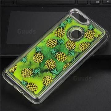 Pineapple Glassy Glitter Quicksand Dynamic Liquid Soft Phone Case for Huawei Y6 (2018)
