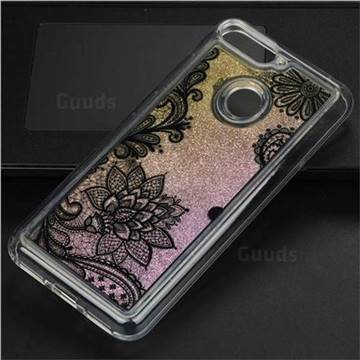 Diagonal Lace Glassy Glitter Quicksand Dynamic Liquid Soft Phone Case for Huawei Y6 (2018)