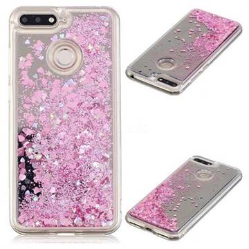 Glitter Sand Mirror Quicksand Dynamic Liquid Star TPU Case for Huawei Y6 (2018) - Cherry Pink