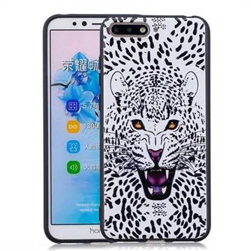 Snow Leopard 3D Embossed Relief Black Soft Back Cover for Huawei Y6 (2018)