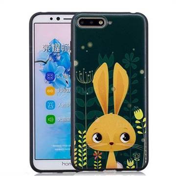 Cute Rabbit 3D Embossed Relief Black Soft Back Cover for Huawei Y6 (2018)