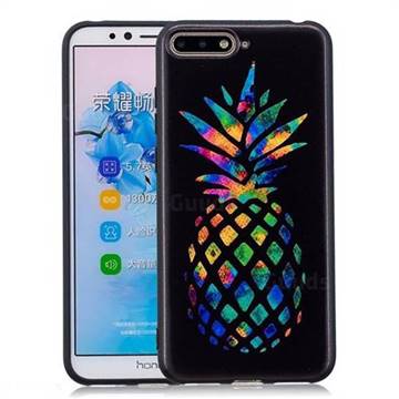 Colorful Pineapple 3D Embossed Relief Black Soft Back Cover for Huawei Y6 (2018)