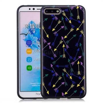 Colorful Arrows 3D Embossed Relief Black Soft Back Cover for Huawei Y6 (2018)