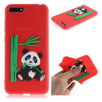 Panda Eating Bamboo Soft 3D Silicone Case for Huawei Y6 (2018) - Red