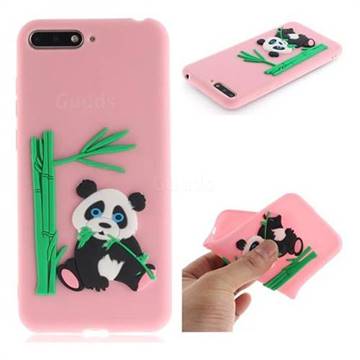 Panda Eating Bamboo Soft 3D Silicone Case for Huawei Y6 (2018) - Pink