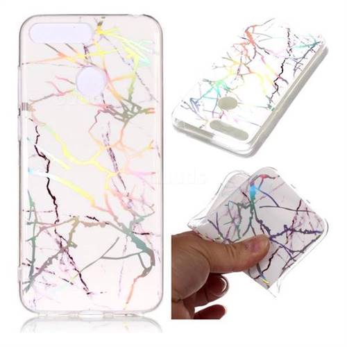 Color White Marble Pattern Bright Color Laser Soft TPU Case for Huawei Y6 (2018)