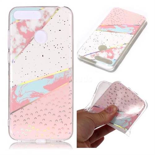Matching Color Marble Pattern Bright Color Laser Soft TPU Case for Huawei Y6 (2018)