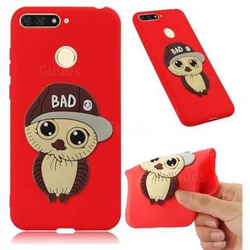 Bad Boy Owl Soft 3D Silicone Case for Huawei Y6 (2018) - Red
